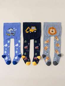 4 Pairs Cute Cartoon Animal And Car Pattern Boys' Tights, Soft And Breathable, Suitable For All Seasons - Multicolor - View 13