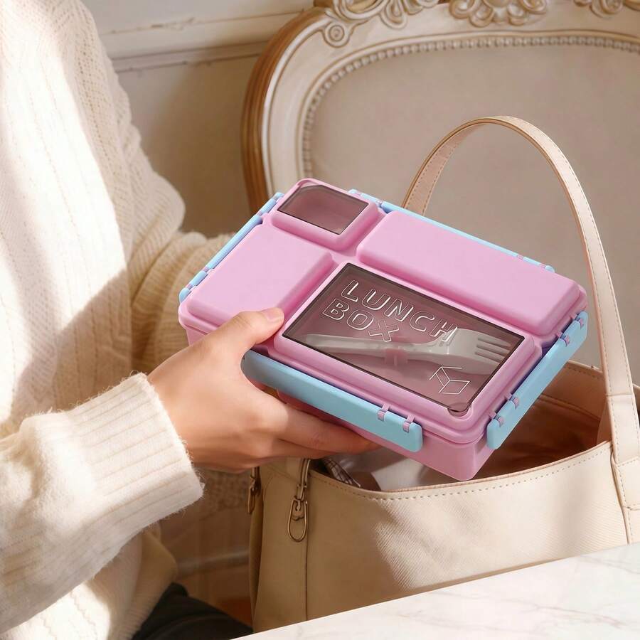 1pc Bento Box With Utensils, Microwave Adult Lunch Box, Compartment Food Storage Container, Insulated Bento Lunch Bag, Stackable Lunch Box, Leakproof Lunch Bento Box - View 1