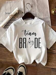Sommar Toppar Dam  2026Team BRIDE Printed Fashion T-Shirt  Addio Al Nubilato - White - View 1