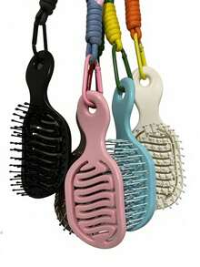 1pc Women's Mini Oval Massage Comb, Lightweight With Lanyard Keychain, Multiple Colors Available, Portable For Travel Outdoor Office Daily Use, Practical Personal Care Accessory, Suitable For Birthday Graduation Summer Holiday New Year - Multicolor - View 5
