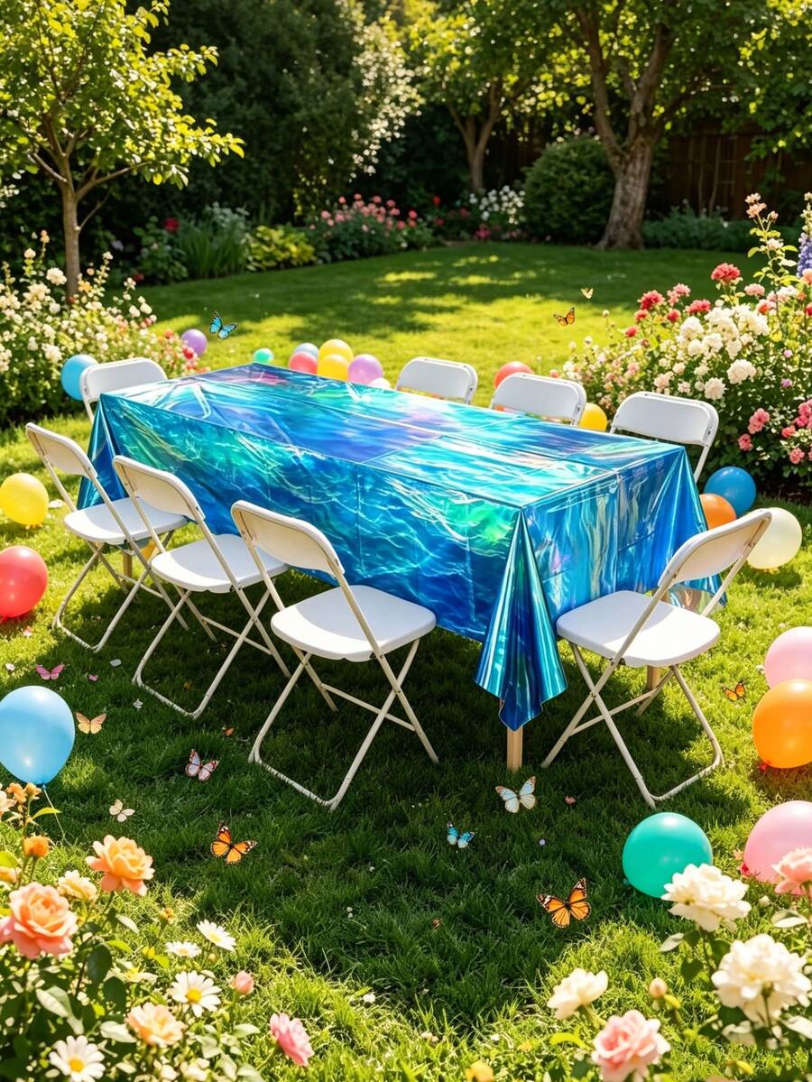 2/1pc Blue Ocean Theme Tablecloth - Decorated With Blue Ripples And Wave Patterns, Suitable For Various Occasions Including Birthday Parties, Beach Parties, Pool And Surfing Events, Weddings, Summer Gatherings, Graduation Parties, Theme Parties, Anniversary Celebrations, Etc.