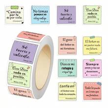 500PCS/ Roll Spanish Bible Verse Stickers Roll, Inspirational Faith Quote Tags For Journals, Gift Wrapping, Scrapbooking, Water Bottles, And Computers. - Spanish - View 9