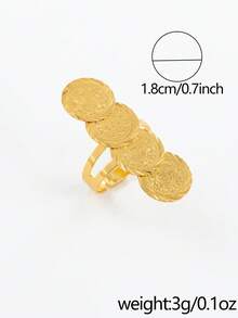 1pc Fashionable Personalized Coin Ring, Suitable For Women's Party Wear, Holiday Gift - Gold - View 2