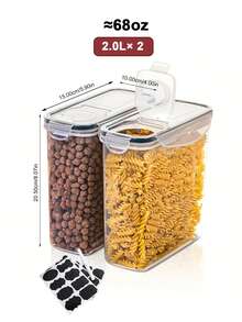 2pcs/4pcs Multipurpose Airtight Cereal & Dry Food Storage Containers, Easy To Store, Ideal For Kitchen Organization & School Supplies - White - View 7