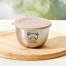 50ml Cute Bear Pattern 304 Stainless Steel Sauce Cup With Lid, Portable Sealed Condiment Storage Container, Salad Tomato Mustard Sauce Storage Container, Reusable Sauce Dish, Suitable For Student And Adult Use In School, Office,Picnic,Travel - Multicolor - View 16