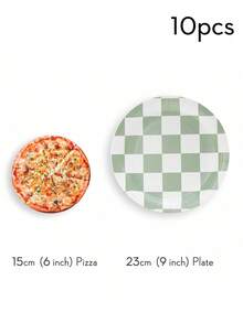 24 Packs Sage Green Checkerboard Paper Plates, Checkered Pattern Party Supplies, Disposable Paper Plates For Party, Celebration, Birthday, Gifts - Multicolor - View 7