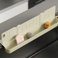 2-In-1 Multifunctional Leak-Proof Splash Guard Organizer Rack, Silicone Perforated Draining Design For Kitchen And Bathroom Sink, Storage For Cleaning Tools And Small Items - Non-Slip Suction Cup Base - View 6