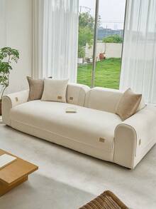1pc Chenille Bohemian Style Sofa Cover, Pet Friendly Holiday Decor For Indoor & Outdoor, Washable & Fade-Resistant, Suitable For 1/2/3/4 Seater Sofa, Armrest, Cup Holder, Multiple Sizes Available - Beige - View 6
