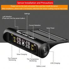 無線胎壓監測系統 4 個外接式感測器 | TPMS 套件 實時壓力與溫度警報，支援 USB 充電與太陽能供電，適用於 SUV、MPV、皮卡與越野車，含低電量通知 300mAh - TY01 - 查看 9