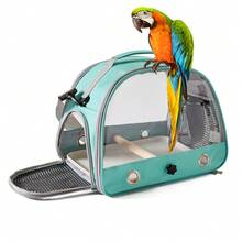 1-Set Foldable Transparent Bird Carrier With Perch And Removable Tray, Breathable Parrot Travel Cage With Panoramic Window And Top Handle For Cockatiels, Conures, Budgies, Pigeons And Small Pets, Outdoor Walks, Vet Visits And Short Trips - View 6