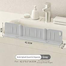 2-In-1 Multifunctional Leak-Proof Splash Guard Organizer Rack, Silicone Perforated Draining Design For Kitchen And Bathroom Sink, Storage For Cleaning Tools And Small Items - Non-Slip Suction Cup Base - View 11