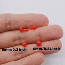 Red Mini Bean Eyes With Stem DIY Handmade Doll Accessories, Red Eye Beads For Fruit And Vegetable Decoration - 6mm - 10 Pieces - Red - View 2