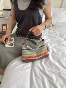 Handmade Woven Bag, New Versatile Commuter Shoulder Crossbody Handbag For Women - Multicolor - View 5