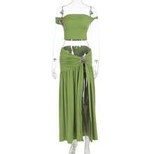 Conjunto Popular Sensual Estilo Moderno Femenino - Verde - Ver 7