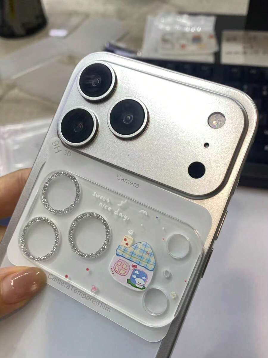 Shiny Silver Lightweight Dog House Logo Camera Lens Protector Film For IPhone 17 Pro/ 17 Pro Max, Anti-Fall, Anti-Scratch, Anti-Explosion - 64 [Silver] House - View 1