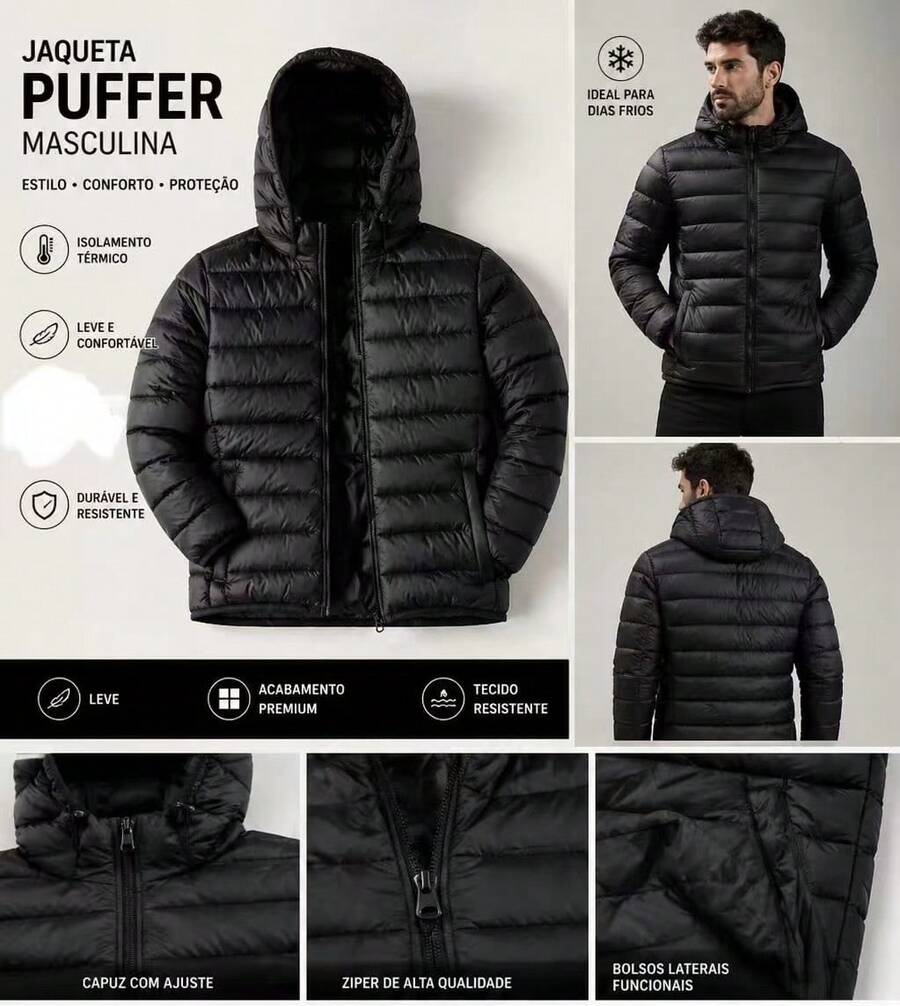 BOBOJACO Men's Thermal Waterproof Puffer Jacket – Comfort And Protection - màu đen - Xem 1