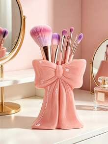 1pc Cute Bow-Shaped Pen Holder - Makeup Brush And Office Supplies Desktop Organizer, Elegant Makeup Brush Storage, Creative Decorative Design Suitable For Girls, Students And Young Women, Party Decoration, Best Friend Gift,Bedroom Room Decor,Back To School - New Model - View 2