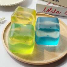 1 pieza Juguete antiestrés de cubo de hielo de maltosa de alta transparencia, juguete sensorial de descompresión cuadrado de alta calidad - Multicolor - Ver 2