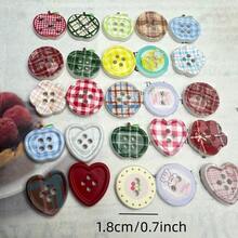 10Pcs/18Pcs/20Pcs/25Pcs/30Pcs/42Pcs/50Pcs/66Pcs Cute Apple, Heart, Circle, Plum Blossom Buttons, Colorful Plaid, Retro Korean Style Handmade Decorative Sewing Buttons, Random Colors & Styles - Multicolor - View 12