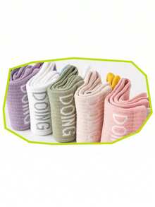 5 pares de calcetines tipo tripulación para niños, adecuados para edades de 2 a 16 años, cómodos para primavera, verano y otoño, con diseño lindo de niña de dopamina - Multicolor - Ver 4