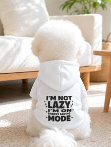 PETCIRCLE 1pc Pet Clothes, Dog/Cat Outdoor/Indoor Apparel, Comfortable Sweatshirt Series For Small Dogs & Puppies, Spring/Autumn, Printed Pattern + Solid White Sweatshirt - White - View 8