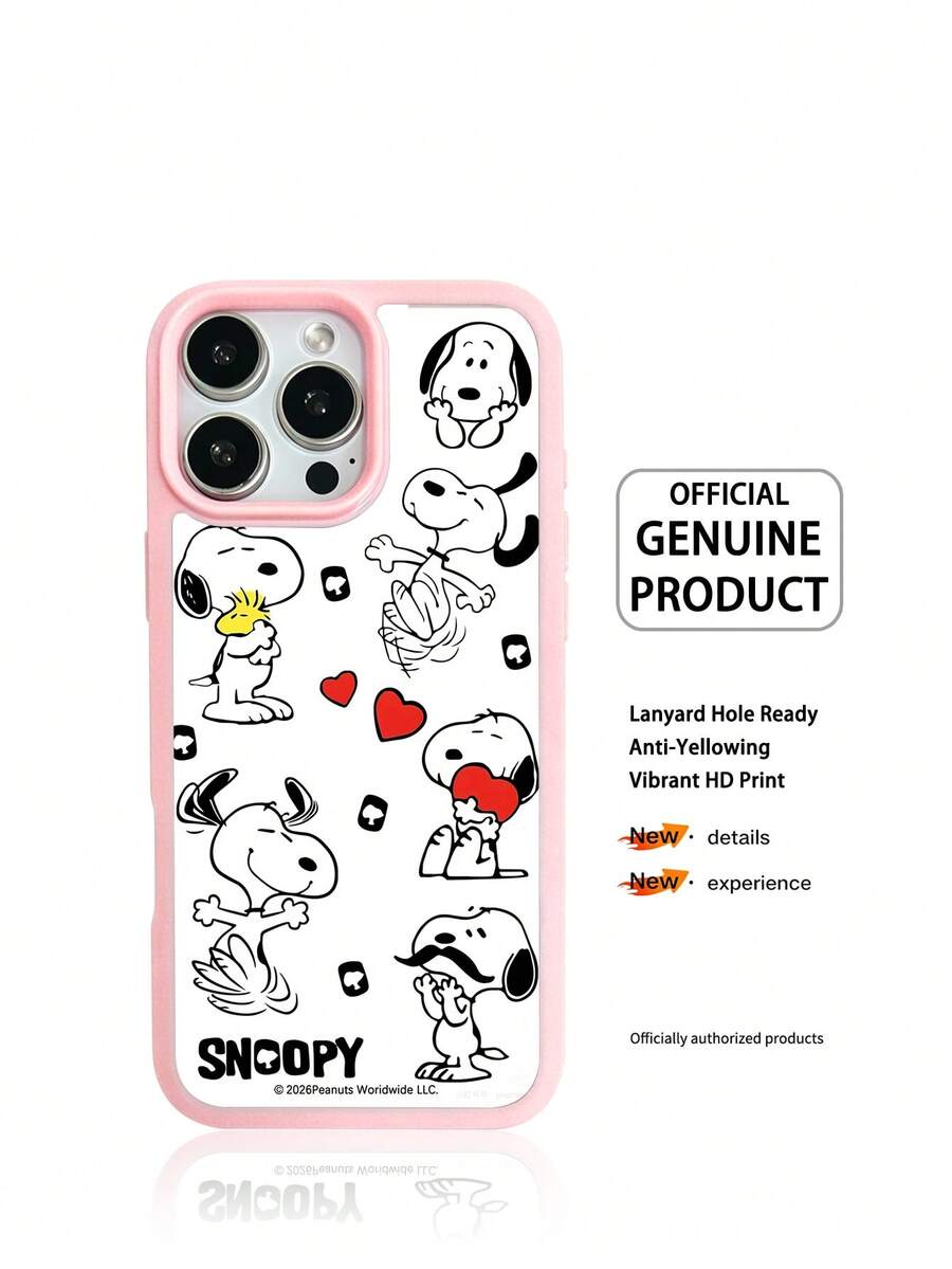 Miniso Snoopy聯名卡通圖案手機殼,粉色邊框透明壓克力背板手機殼,夏季手機殼,節日禮物,防滑、防摔、防指紋手機殼,適用於iPhone 17, 17 Air, 17 Pro, 17 Pro Max, 11, 12, 13, 14, 15, 16 Pro, 16 Pro Max, 14 Plus, 15 Plus, 16 Plus, 16 Pro, 16 Pro Max, XR - 粉色 - 查看 1