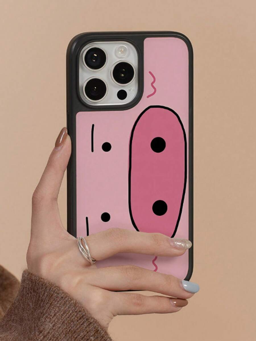 1pc Funny Creative Personalized Big Pig Nose Phone Case, Compatible With IPhone 17 ProMax/16 ProMax/15 Pro/14 Plus, Cute Minimalist Protective Cover For IPhone 13/12/11 - Pink - View 1