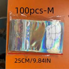 100/50/30/10pcs Cute Colorful Plastic Resealable Foil Bags, Holographic Bags, Reusable Jewelry Retail Bags, Suitable For Food Storage, Jewelry, Small Businesses, Gift Packaging, Christmas - Multicolor - View 13