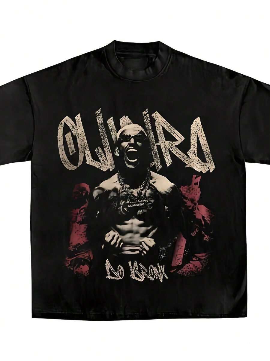 T-shirt da uomo vintage Do Bronx Boxing con stampa di Charles, girocollo casual, adatta per i fan, abbigliamento da allenamento, lavabile in lavatrice. - nero - Visualizzare 1
