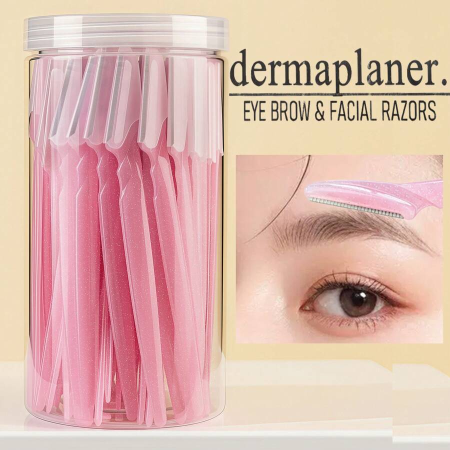 3/6/12/24/40 Eyebrow Razor Set With Silver Glitter Translucent Facial Razors, Women's Facial Hair, Eyebrow Razors, Exfoliating And Refreshing Skin - Upgraded Silver Dot Powder - View 1