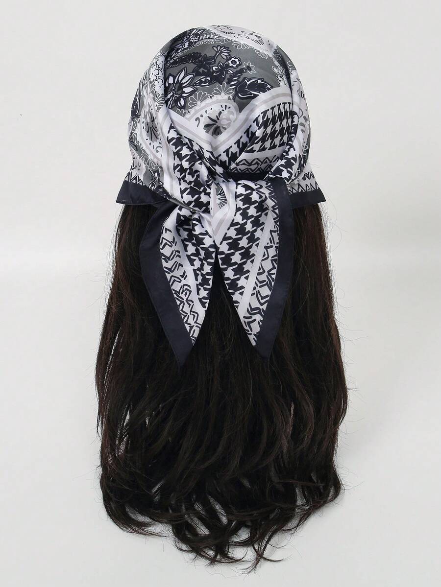 1 buah Syal Chiffon Motif Paisley Bandana, Ringan dan Menawan - MultiWarna - View 1