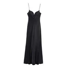 2026 Vestido largo rojo con cuello en V estilo festivo con textura satinada sin mangas de verano para mujer con cremallera trasera vestidos con tirantes a - verde terciopelo - Ver 2