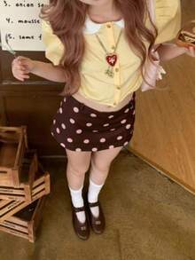 Summer Clothes, Mini Skirt, Summer, Polka Dot, Cute Skirt, Girl, Korean Style Skirt, Spring, Makes You Look Younger, Retro, Polka Dot, Wood Ear Mushroom, Lotus Leaf Edge. Makes You Look Thinner, Skirts Everywhere, Girl - AA - View 4