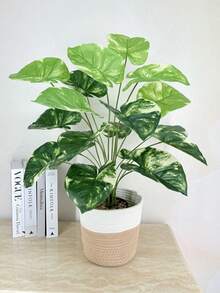 麻繩植物籃，現代編織盆栽套，20cm/28cm，卡其色 & 深灰色，落地式室內盆栽架，繩索收納整理籃，農舍風家居裝飾，白色條紋 - A - 查看 4