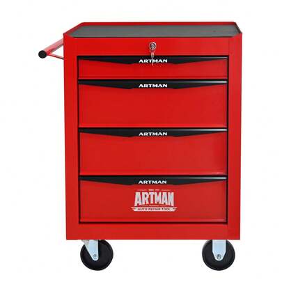 Mengtu Rolling Metall -Werkzeugkiste mit 4 Schubladen, 20 -Zoll -Schärfentool -Brustschrank mit Kugellagerschubladenrutschen, Stahlwerkzeugspeicherbox -Organizer -Rot & Schwarz (Red&Black) Werkzeuge u