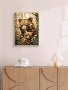 1pc DIY Diamond Painting, Rhinestone Embroidery, Animal Brown Bear, Home Decor, Full Drill, 30*40cm/40x50cm - Sets - View 5