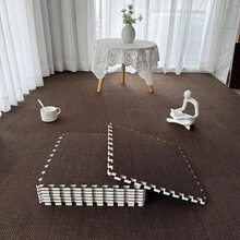 10件裝新款仿劍麻拼接地毯,150cm*60cm*0.6cm,模組化仿劍麻地板墊,裝飾地毯,互鎖式仿劍麻地毯,輕量可水洗地毯,不掉毛、不褪色,舒適面料,仿劍麻材質頂層,EVA材質底層,可自由裁剪,適用於臥室、客廳、書房、遊戲室及其他日常家居場景 - 咖啡棕 - 查看 12
