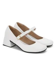 Mary Jane Women's Pump With Block Heel, Comfortable, Elegant, Minimalist, Macerata - White - View 6