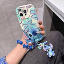 Disney Has Authorized, Phone Case - Chain Set, The Stitch Lilo & Stitch 3D Phone Case Plus A Silicone 3D Stitch Bracelet With Metallic Ring Removable Bracelet, Stitch And Angel Pattern, Compatible With Iphone17/16/15/14/13/12/11/XS/XR/X Plus Pro Max, A Stylish Cartoon Phone Case, The Perfect Gift Choice, Phone Protection, Durable Phone Cover, Great Gift For Friends And Family. - trắng - Xem 6