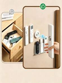 1/4/8 piezas Soporte magnético para control remoto - Estante de almacenamiento para control remoto, montaje flotante en pared, sin necesidad de perforar, soporte magnético para control remoto en pared, estante de almacenamiento magnético montado en pared para la sala de estar, gancho magnético resistente, soporte magnético montado en pared, estante de almacenamiento para control remoto, estante de carga para artículos pequeños, estante para TV y herramientas, Navidad, Año Nuevo, Accesorios - Multicolor - Ver 9