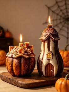 Halloween Creative Pumpkin House Candle Mold, DIY Retro Fairy Tale Aroma Diffuser Model, Party Atmosphere Desktop Decor, Unique Holiday Gift - Fairy Tale Pumpkin House - Mold - View 4