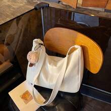 Bolso de mano moderno y versátil para mujer, estilo casual elegante con un toque de alta gama, bolso de hombro estiloso ideal para ir de compras, bolso tote vintage de gran capacidad, hermoso y único para mujer, modelo 2026, adecuado para ir al trabajo, bolso cruzado a la moda, bolso de hombro sencillo. - Tamaño grande negro con colgante - Ver 1