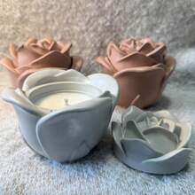 2入 玫瑰花蠟燭杯 DIY 水泥石膏香氛容器模具 裝飾花朵收納罐模具 - A+B - 查看 4