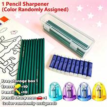 Back To School Value Stationery Set - 2B Pencils, Eraser, Cute Pencil Sharpener + Portable Storage Box, Suitable For Students, Ideal Back To School Gift, Random Color Pencil Sharpener - Multicolor - View 14