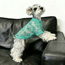 1pc Summer Exclusive Dog Mesh Breathable T-Shirt, High Elasticity Hollow Mesh Fabric, Transparent Heat Dissipation, Quickly Removes Body Heat, Keeps Cool And Comfortable In Hot Summer. Loose Fit Conforms To Body Shape, Unrestricted Movement, Neckline Design Fits Neck Without Chafing, Easy To Put On And Take Off. - Green - View 4