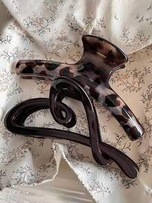 2 piezas Pinza de pelo con estampado de leopardo y corazón de chocolate, de diseño a la moda, sencillo, con un toque de lujo y alta gama, adecuado para uso diario, diseño de peinado y combinación de atuendos - Multicolor - Ver 8