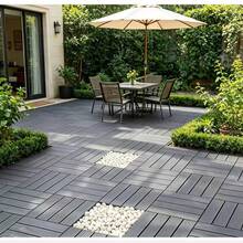 5 PCS Interlocking Deck Tiles, 12''X 12'' Plastic Patio Flooring Outdoor Waterproof Floor Deck Tiles For Balcony Porch Backyard Poolside - Multiple Styles - View 2