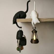 Cute Cat Key Holder Figurine - A Fun And Multi-Functional Decorative Piece With Practical Hooks To Hang Keys, Perfect As A Desktop Organizer For Office, Study Or Entryway, Also A Adorable Home Decor Item. - A - View 6