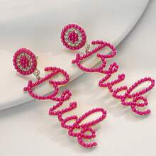1 Pair Fashionable Creative Faux Pearl Letter Earrings For Women, Suitable For Daily Wear, Gift, Decoration And Party - Multicolor - View 3