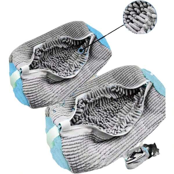Bolsa resistente para lavadora de zapatos, apta para todo tipo de calzado: amarilla con cremallera azul, ideal para zapatillas deportivas y zapatos casuales.